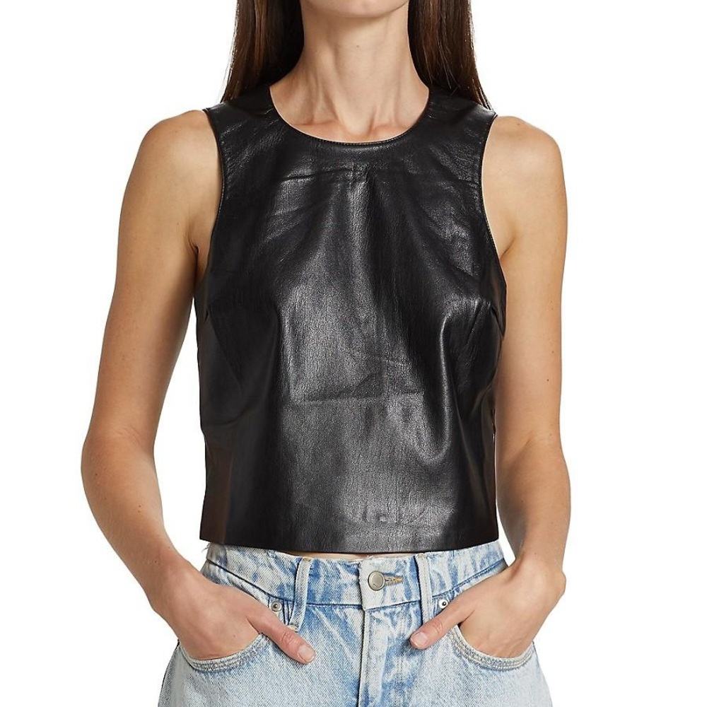 Good American Faux Leather Top